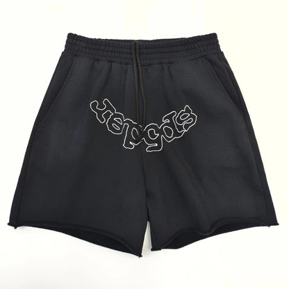 Sp5der Black OG Logo Embroidered Shorts